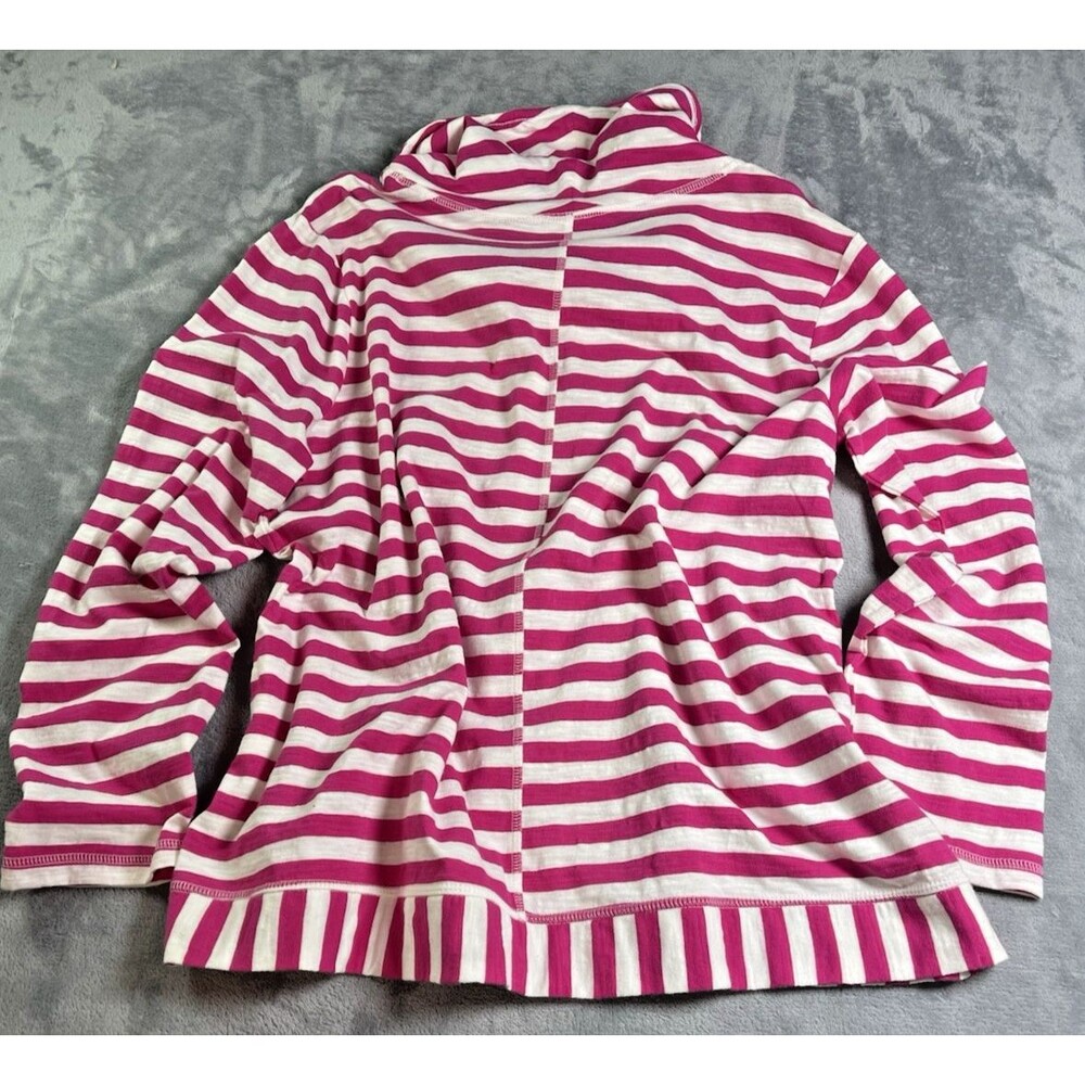 Chicos NWT Zenergy pink white striped cowl neck drawstring sz 3 (16 or XL) party - Picture 7 of 8